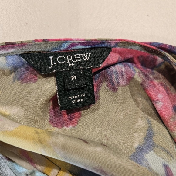 J. Crew Floral Watercolor Blouse Womens Size M 3/4 Sleeves Boho Cottage Artsy - Picture 5 of 8